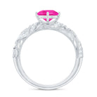 Rosec Jewels-Lab Grown Pink Sapphire Antique Engagement Ring With Diamond