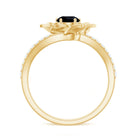 Certified 0.8 Carat Lab Grown Black Diamond Flower Engagement Ring with White Diamond AAAA ( Synthetic ) - Rosec Jewels