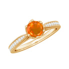 Rosec Jewels-Genuine Fire Opal Solitaire Engagement Ring with Diamond