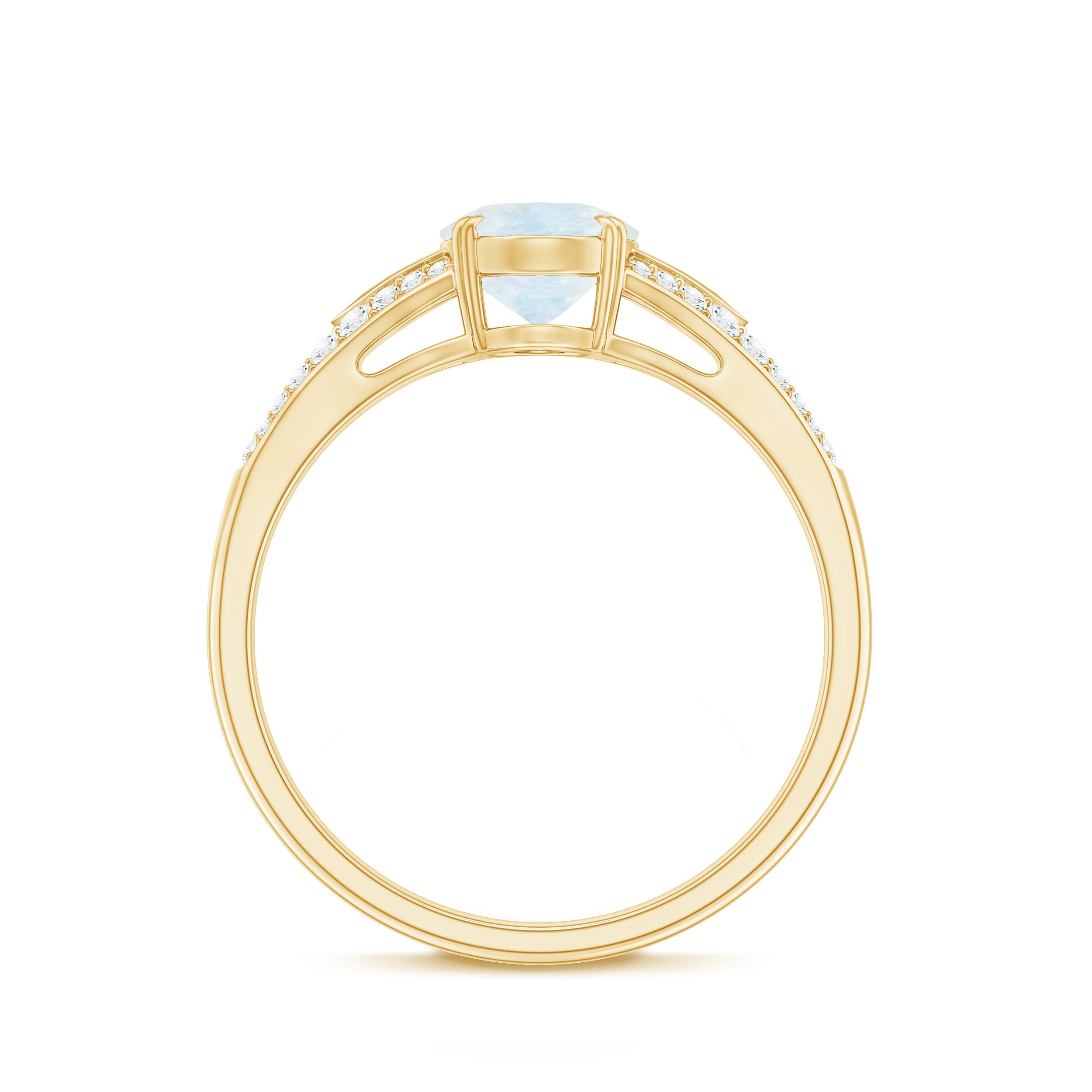 3/4 CT Oval Cut Moonstone Solitaire Engagement Ring with Diamond Accent AAA - Rosec Jewels