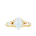 3/4 CT Oval Cut Moonstone Solitaire Engagement Ring with Diamond Accent AAA - Rosec Jewels
