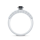 Rosec Jewels-Round Cut Black Onyx and Diamond Stacking Wedding Ring Set