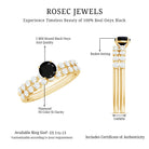 Rosec Jewels-Round Cut Black Onyx and Diamond Stacking Wedding Ring Set