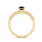 Rosec Jewels-Round Cut Black Onyx and Diamond Stacking Wedding Ring Set
