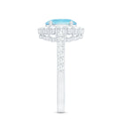 Rosec Jewels-Real 1 Carat Oval Shape Aquamarine Halo Engagement Ring with Certificate
