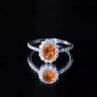 Orange Fire Opal Oval Shape Engagement Ring with Moissanite AAA - Rosec Jewels