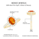 Rosec Jewels-Orange Fire Opal Oval Shape Engagement Ring with Moissanite