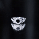 Vintage Inspired Black Spinel and Diamond Engagement Ring AAA - Rosec Jewels