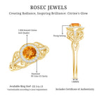 Vintage Style Citrine Engagement Ring with Diamond Halo AAA - Rosec Jewels