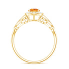 Vintage Style Citrine Engagement Ring with Diamond Halo AAA - Rosec Jewels