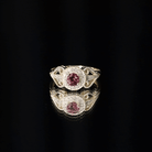 Vintage Pink Tourmaline Diamond Engagement Ring with Halo AAA - Rosec Jewels