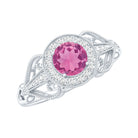 Vintage Pink Tourmaline Diamond Engagement Ring with Halo AAA - Rosec Jewels