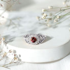 Vintage Pink Tourmaline Diamond Engagement Ring with Halo AAA - Rosec Jewels