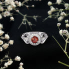 Vintage Pink Tourmaline Diamond Engagement Ring with Halo AAA - Rosec Jewels