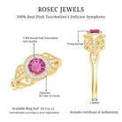 Vintage Pink Tourmaline Diamond Engagement Ring with Halo AAA - Rosec Jewels