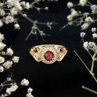 Vintage Pink Tourmaline Diamond Engagement Ring with Halo AAA - Rosec Jewels