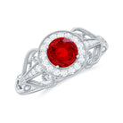 Rosec Jewels-Lab Created Ruby and Diamond Vintage Engagement Ring