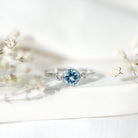 Bezel Set Aquamarine Solitaire Engagement Ring with Diamond AAA - Rosec Jewels