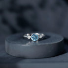 Bezel Set Aquamarine Solitaire Engagement Ring with Diamond AAA - Rosec Jewels