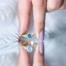 Bezel Set Aquamarine Solitaire Engagement Ring with Diamond AAA - Rosec Jewels