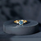 Bezel Set Aquamarine Solitaire Engagement Ring with Diamond AAA - Rosec Jewels