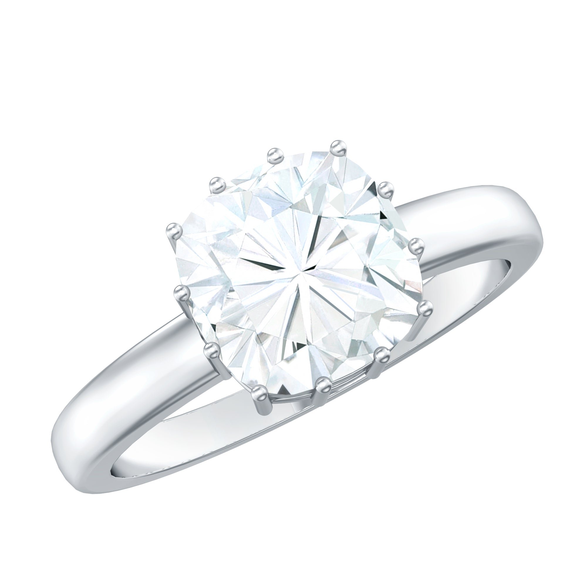Certified 8 MM Cushion Cut Moissanite Solitaire Engagement Ring