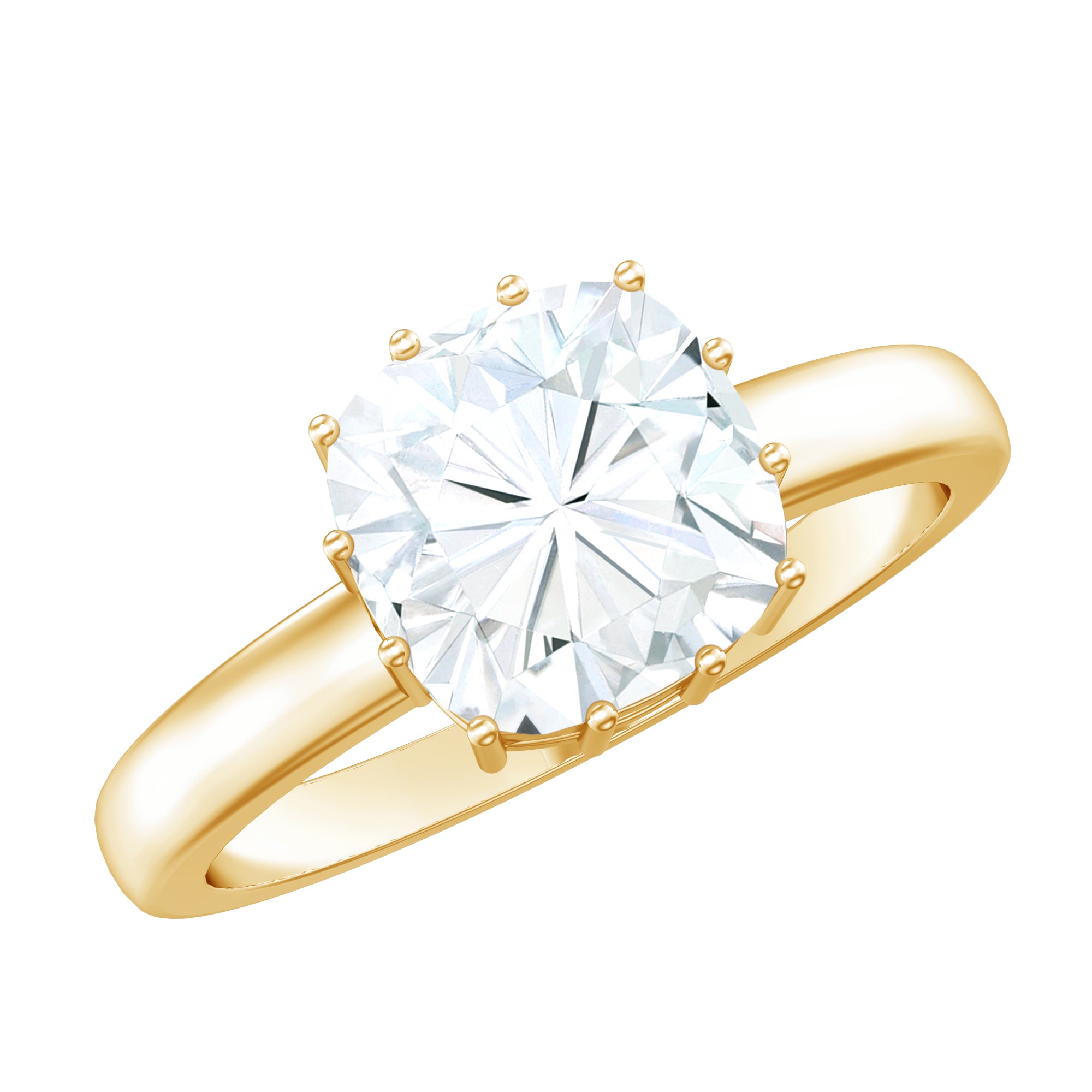 Certified 8 MM Cushion Cut Moissanite Solitaire Engagement Ring D-VS1 - Rosec Jewels