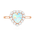 Certified Real Ethiopian Opal Heart Shaped Engagement Ring with Diamond Halo AAA - Rosec Jewels