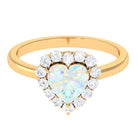 Heart Shape Ethiopian Opal Halo Engagement with Diamond Ethiopian Opal - ( AAA ) - Quality - Rosec Jewels