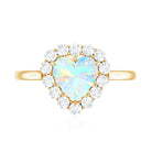 Certified Real Ethiopian Opal Heart Shaped Engagement Ring with Diamond Halo AAA - Rosec Jewels