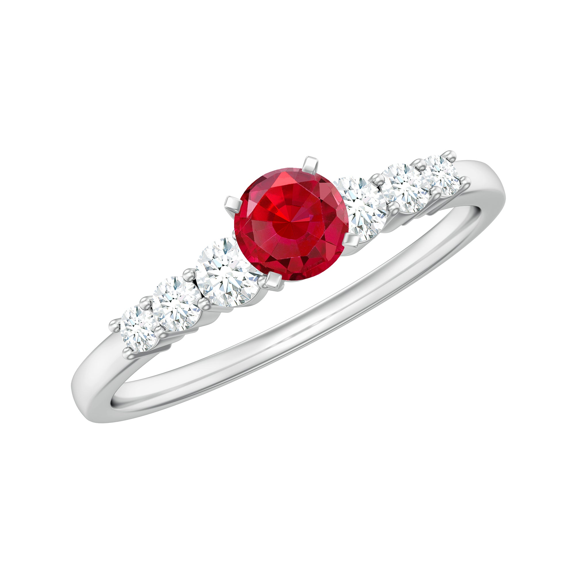 Graduated Style Lab Created Ruby and Diamond Promise Ring