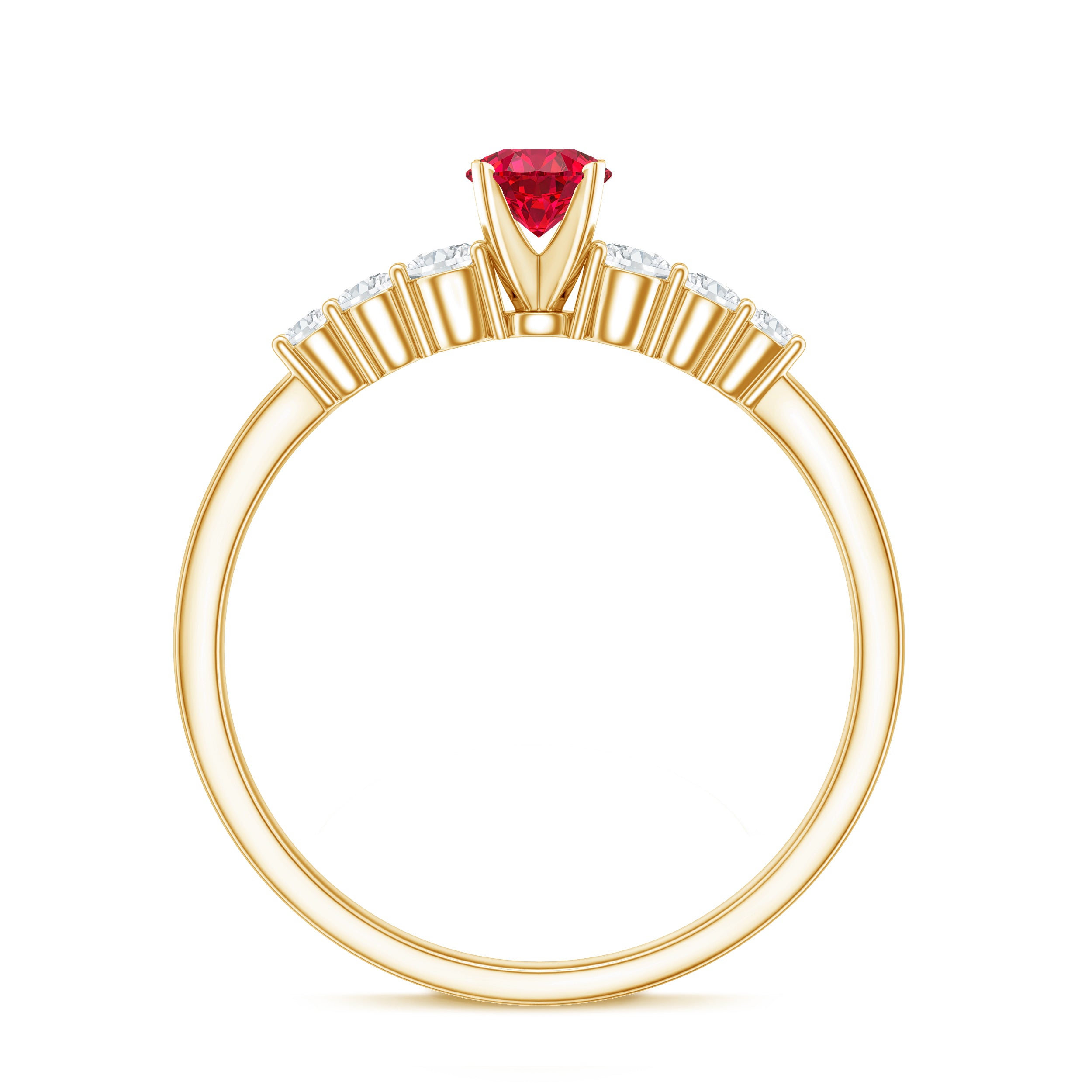 Graduated Style Lab Created Ruby and Diamond Promise Ring AAAA - Rosec Jewels
