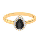 Black Spinel Teardrop Engagement Ring with Diamond Halo Black Spinel - ( AAA ) - Quality - Rosec Jewels