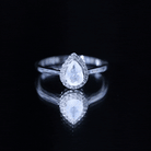 Rosec Jewels-Pear Shaped Moonstone Halo Engagement Ring with Diamond