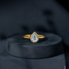 Rosec Jewels-Pear Shaped Moonstone Halo Engagement Ring with Diamond