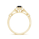 Vintage Inspired Black Onyx and Diamond Engagement Ring AAA - Rosec Jewels