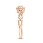 Real Ethiopian Opal Diamond Vintage Looking Engagement Ring with Criss Cross Shank AAA - Rosec Jewels