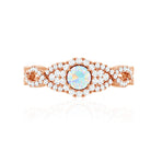Real Ethiopian Opal Diamond Vintage Looking Engagement Ring with Criss Cross Shank AAA - Rosec Jewels
