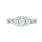 Real Ethiopian Opal Diamond Vintage Looking Engagement Ring with Criss Cross Shank AAA - Rosec Jewels