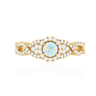 Real Ethiopian Opal Diamond Vintage Looking Engagement Ring with Criss Cross Shank AAA - Rosec Jewels