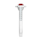 Vintage Style Lab Ruby and Diamond Halo Engagement Ring AAAA - Rosec Jewels