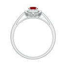 Vintage Style Lab Ruby and Diamond Halo Engagement Ring AAAA - Rosec Jewels