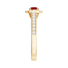 Vintage Style Lab Ruby and Diamond Halo Engagement Ring AAAA - Rosec Jewels