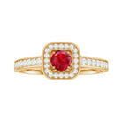 Vintage Style Lab Ruby and Diamond Halo Engagement Ring AAAA - Rosec Jewels