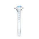 Rosec Jewels-Vintage Looking Aquamarine and Diamond Halo Engagement Ring for Women