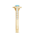 Rosec Jewels-Vintage Looking Aquamarine and Diamond Halo Engagement Ring for Women