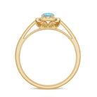 Rosec Jewels-Vintage Looking Aquamarine and Diamond Halo Engagement Ring for Women