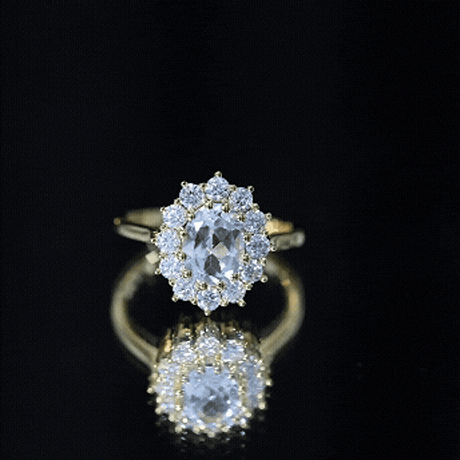 Genuine 1 Carat Sky Blue Topaz Oval Engagement Ring with Certificate AAA 14K Yellow Gold Plated Silver - Rosec Jewels