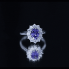 Genuine 1.3 Carat Oval Cut Tanzanite Huge Engagement Ring in Silver AAA 92.5 Sterling Silver - Rosec Jewels