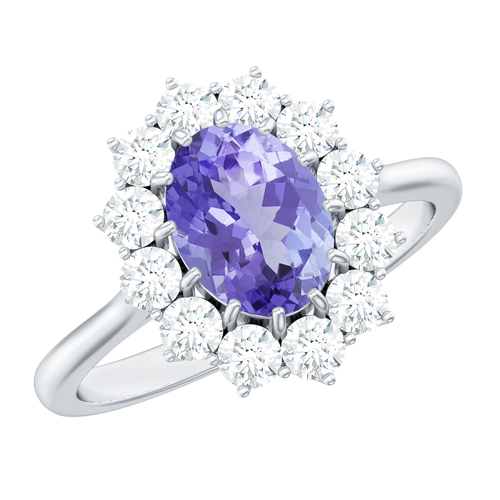 Genuine 6X8 MM Tanzanite Oval Engagement Ring